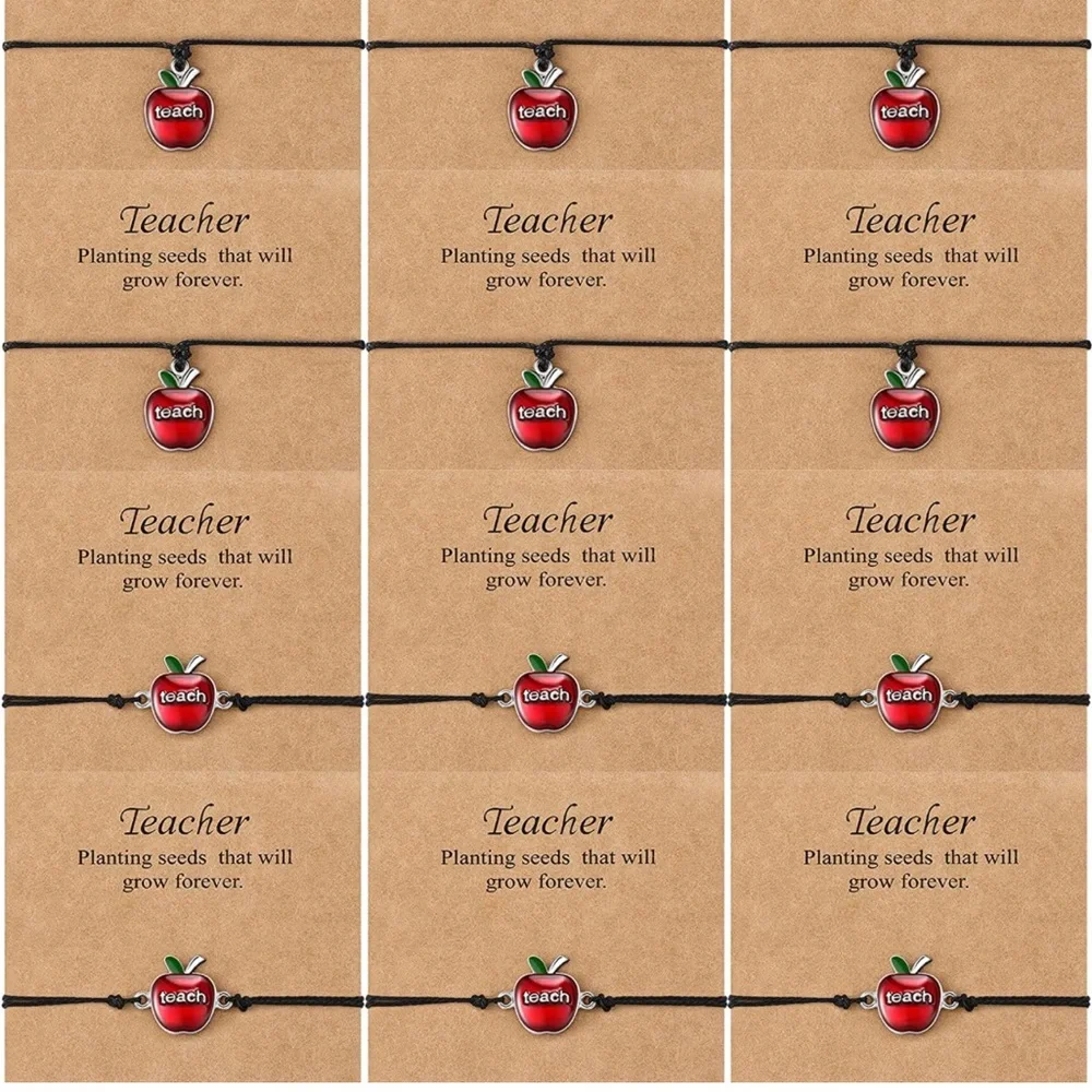 Teacher Bracelet Make A Wish Apple Charm Teach Unisex Graduation